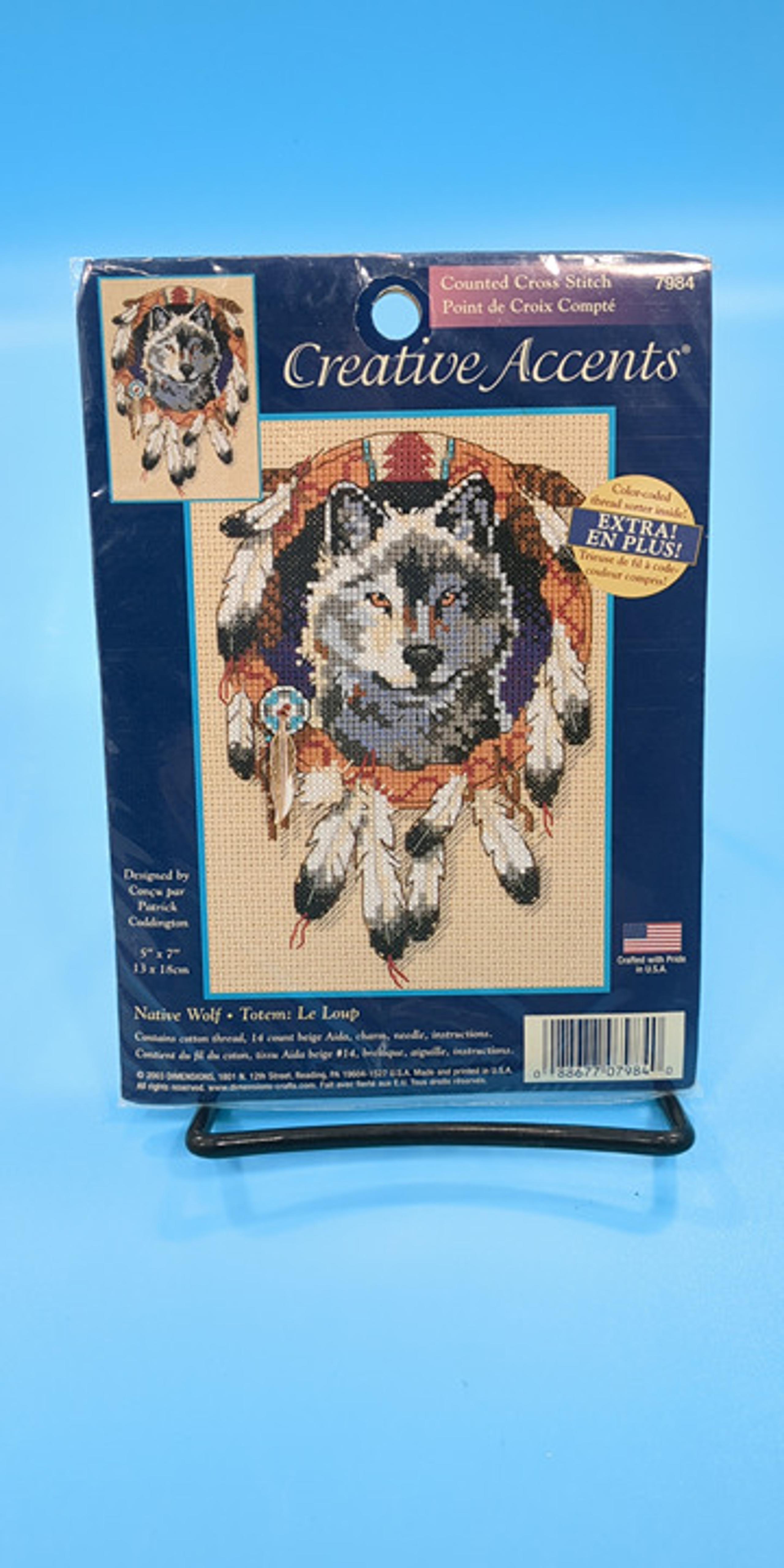 Dimensions Native Wolf Cross Stitch Kit Sealed Creative Accents 5x7 2003 Indian