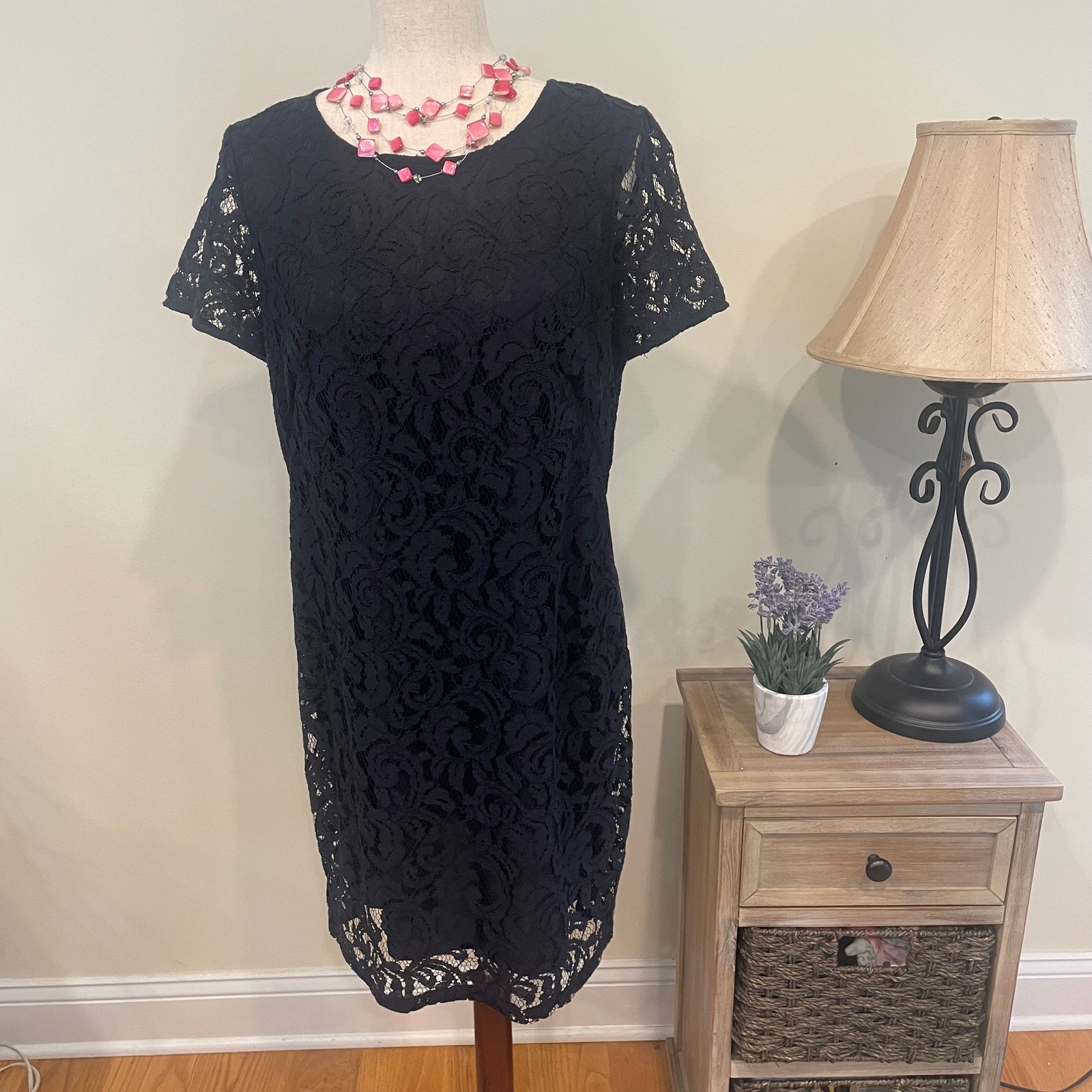 Ann Taylor Petite Blue Lace Sheath Dress Sz 12P