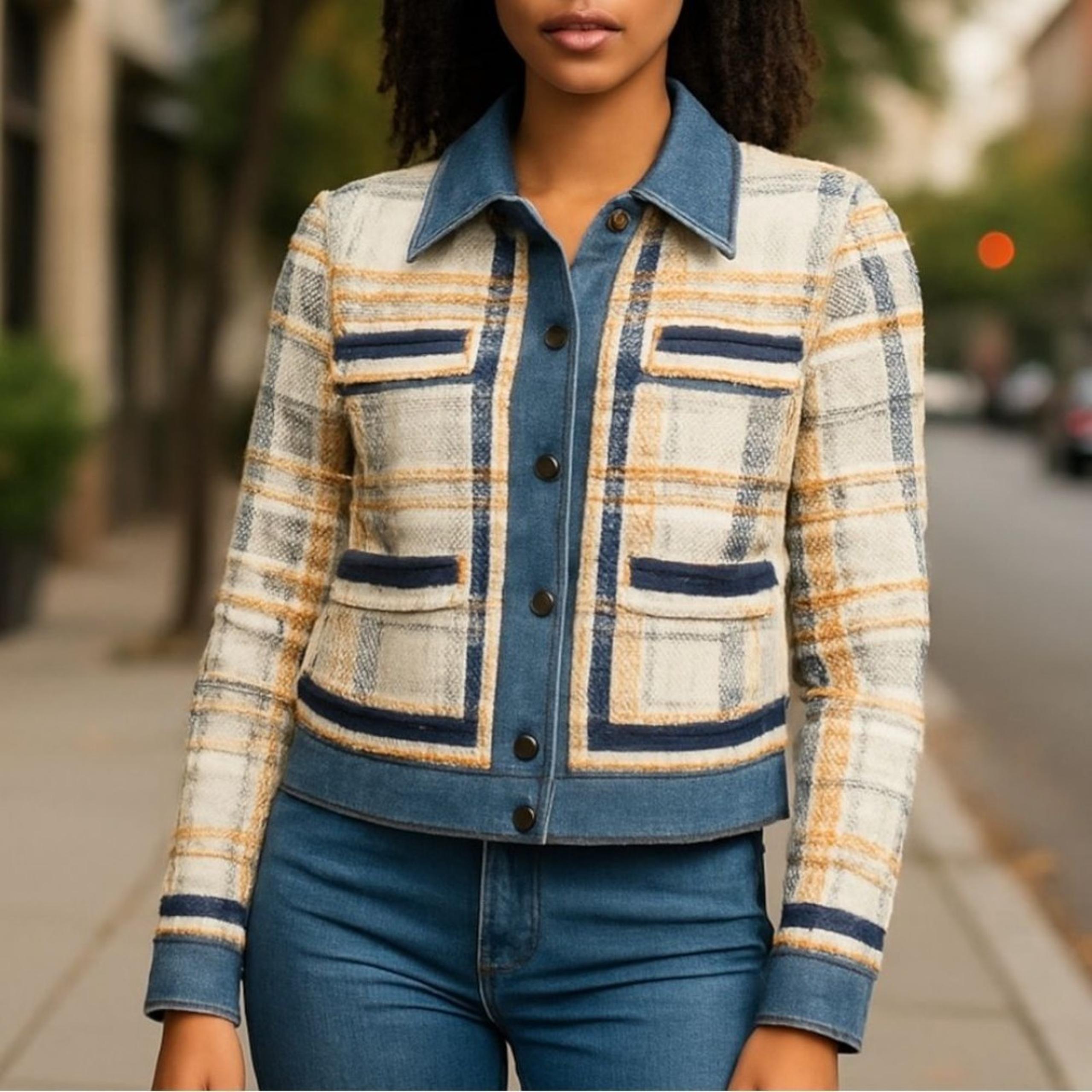Veronica Beard Santiago Blazer Jacket Tweed Denim Sz 0 NEW Cotton