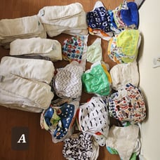 Cloth diapers and inserts- large lot