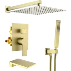 SHAMANDA Shower System with Waterfall Tub Spout and Handheld Shower Head