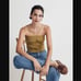 Madewell Citrus Lime Green Poplin Smocked Halter Crop Top L