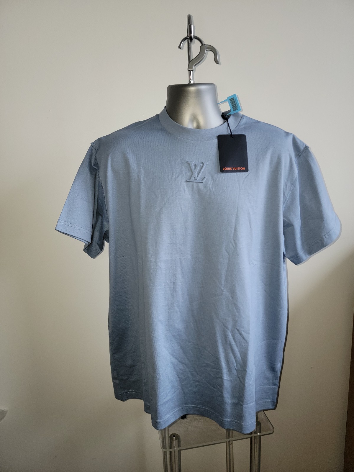 Louis Vuitton Embossed LV Cotton T Shirt Blue Men Size XL