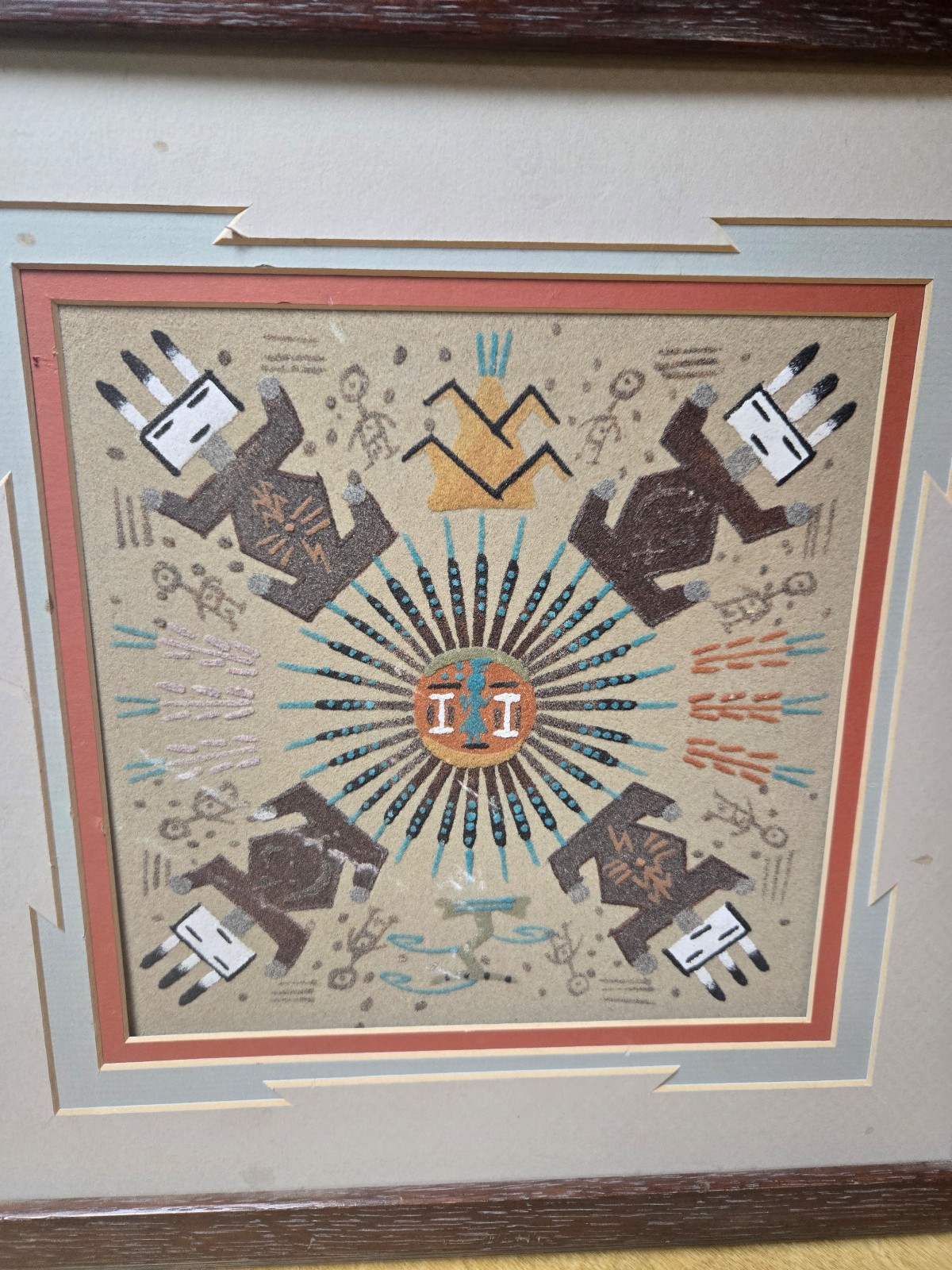 STUNNING AUTHENTIC NAVAJO SANDPAINTING signed by artist