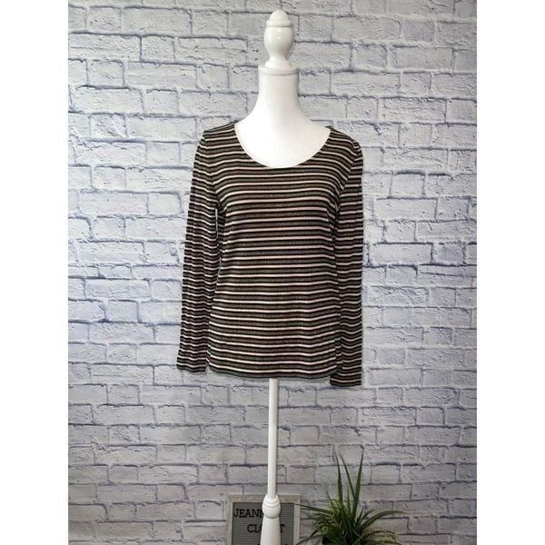 Anthropologie Numph Metallic Striped Long Sleeve Pre owned good condition Pleas