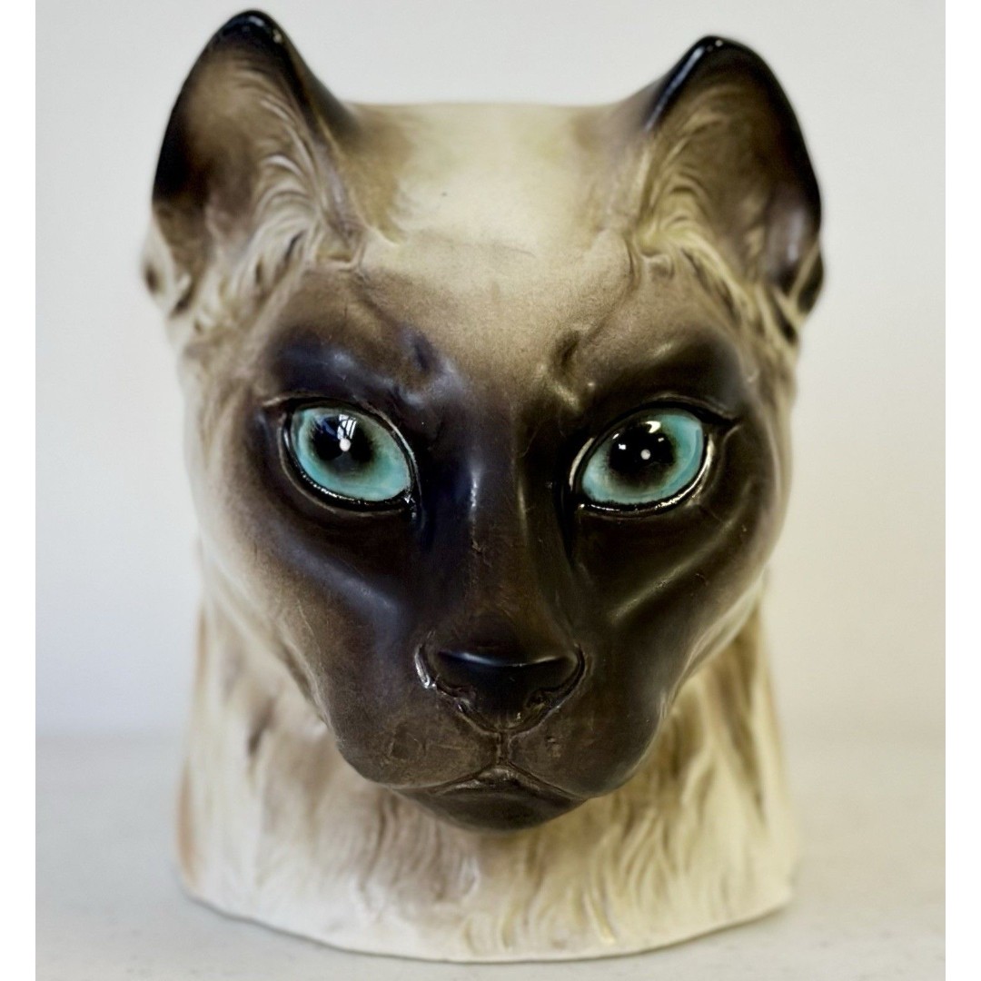Ceramic Siamese cat planter blue eye Inarco Japan E4006 Pet Plant Lover 5in