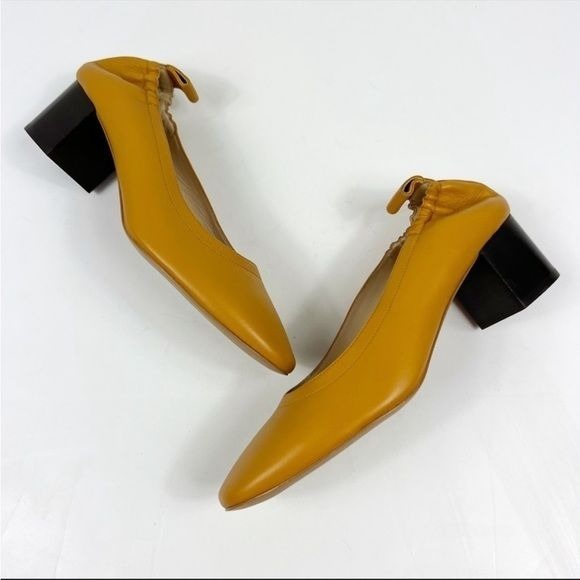 Everlane The Day Heel Honey Yellow Mustard Leather Slip On Size 8 NEW