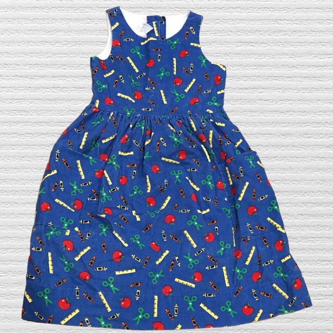 Vintage Kelly’s Kids Corduroy School Days Dress size 8 Blue Jumper