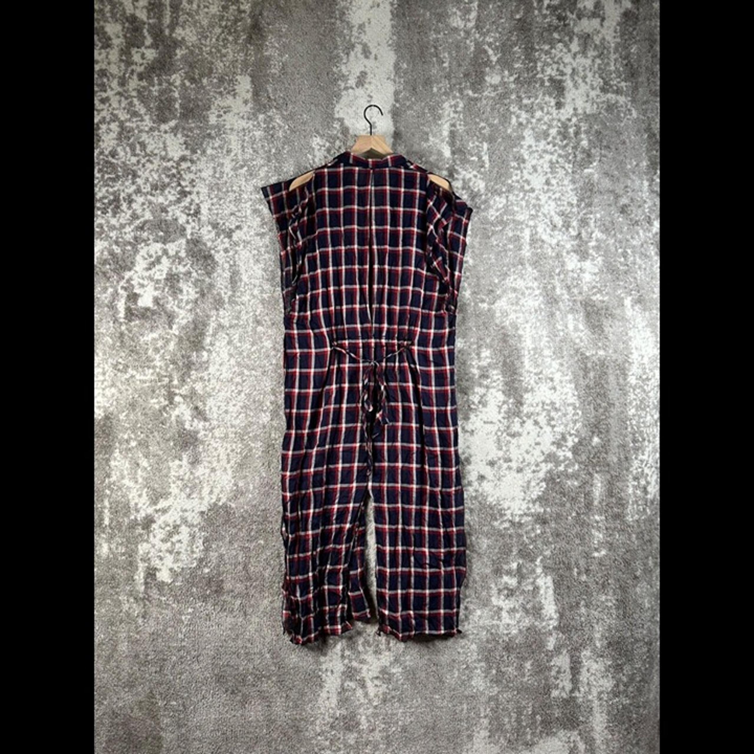 Rag & Bone Jumpsuit Small Womens Blue Wide Leg Modal Check Print