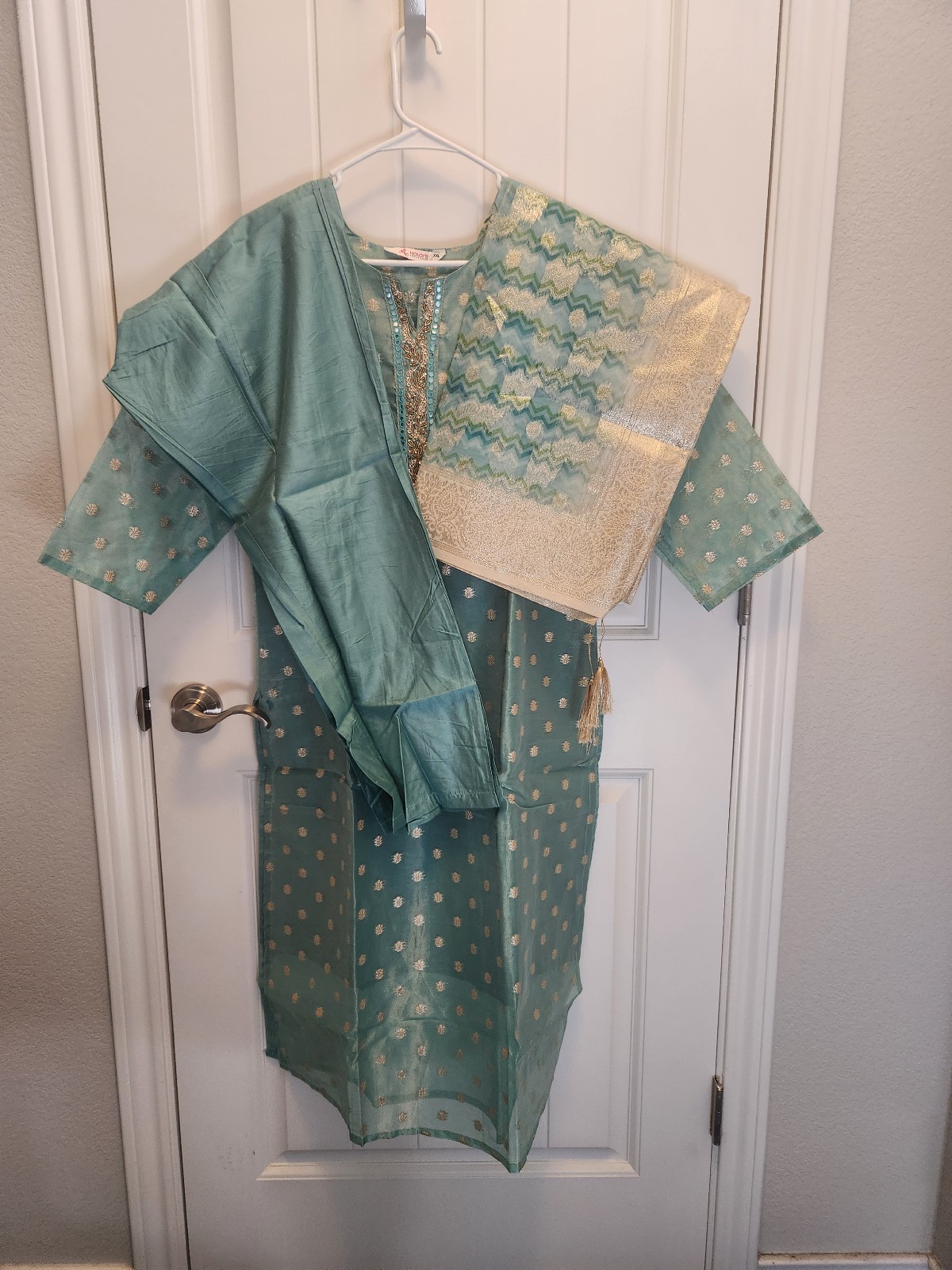 Indian 3 piece Kurta, Fancy Dupatta and pants Set Women size XXL