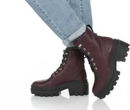 Timberland Boots Everleigh Womens 9 Burgundy Leather Lace Up Ankle