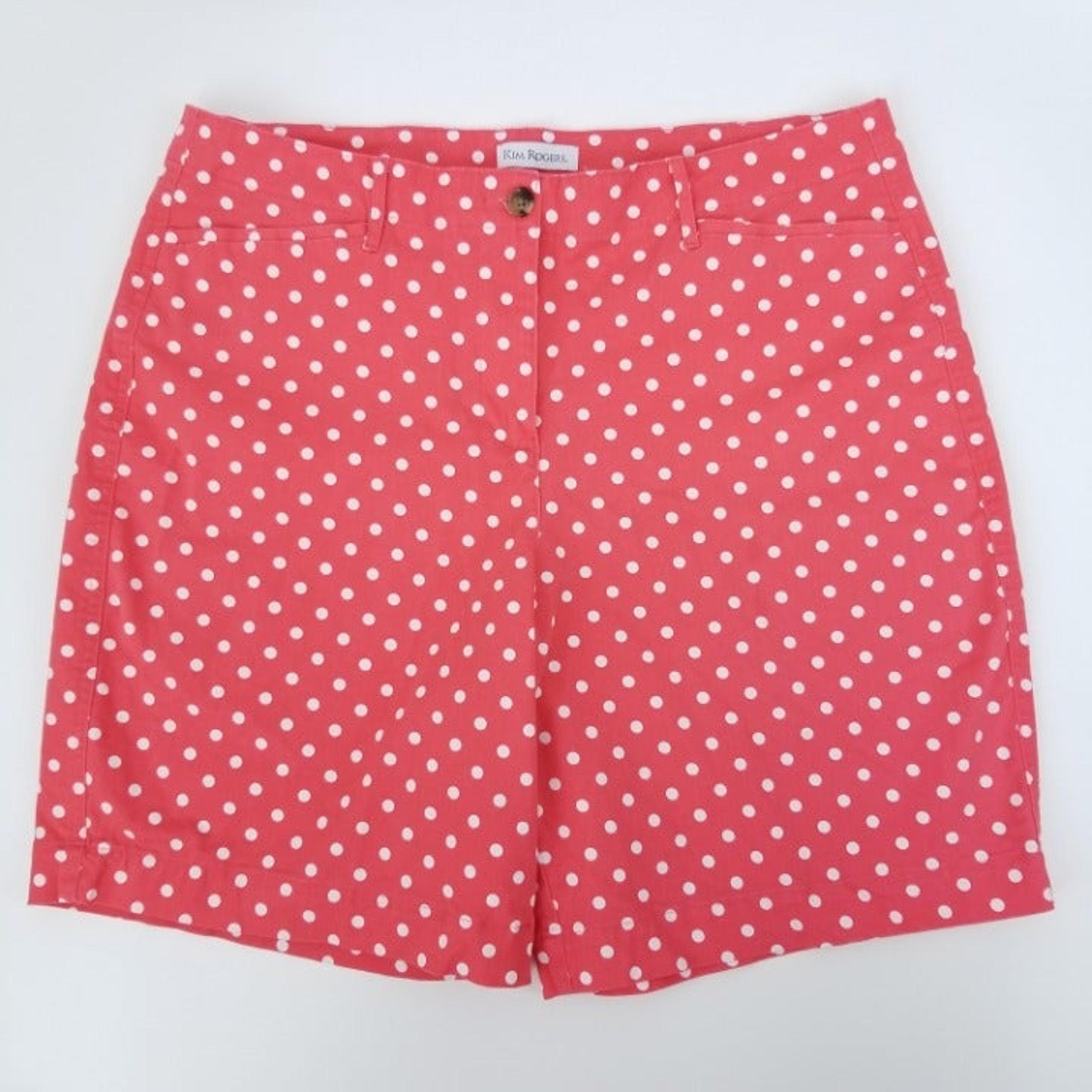 Kim Rogers Womens 16 Pink & White Polka Dots Cotton Stretch Shorts w/Pockets