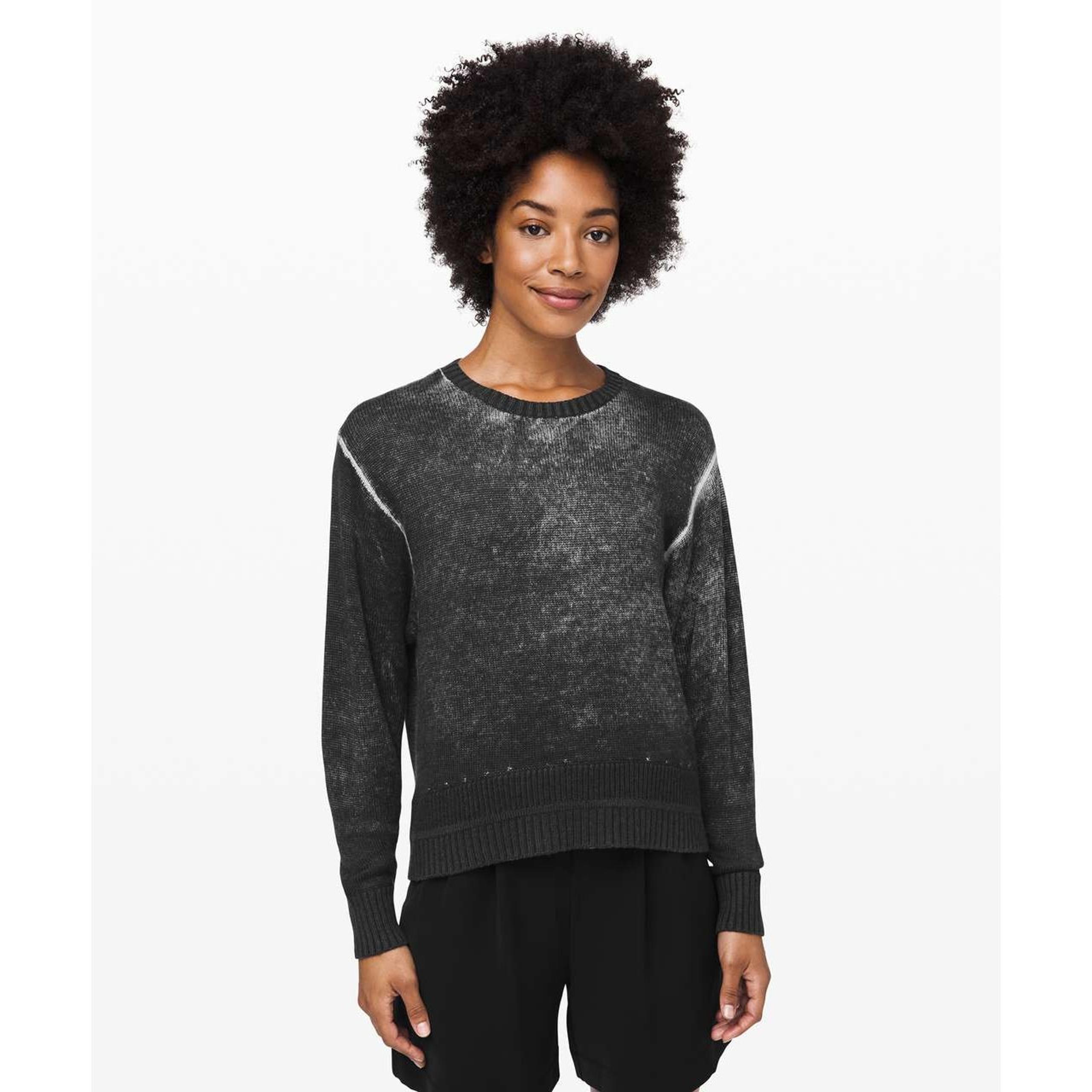 LULULEMON Hazy Day Sweater Black Alpine White Crew Neck Knit Top Women's 6