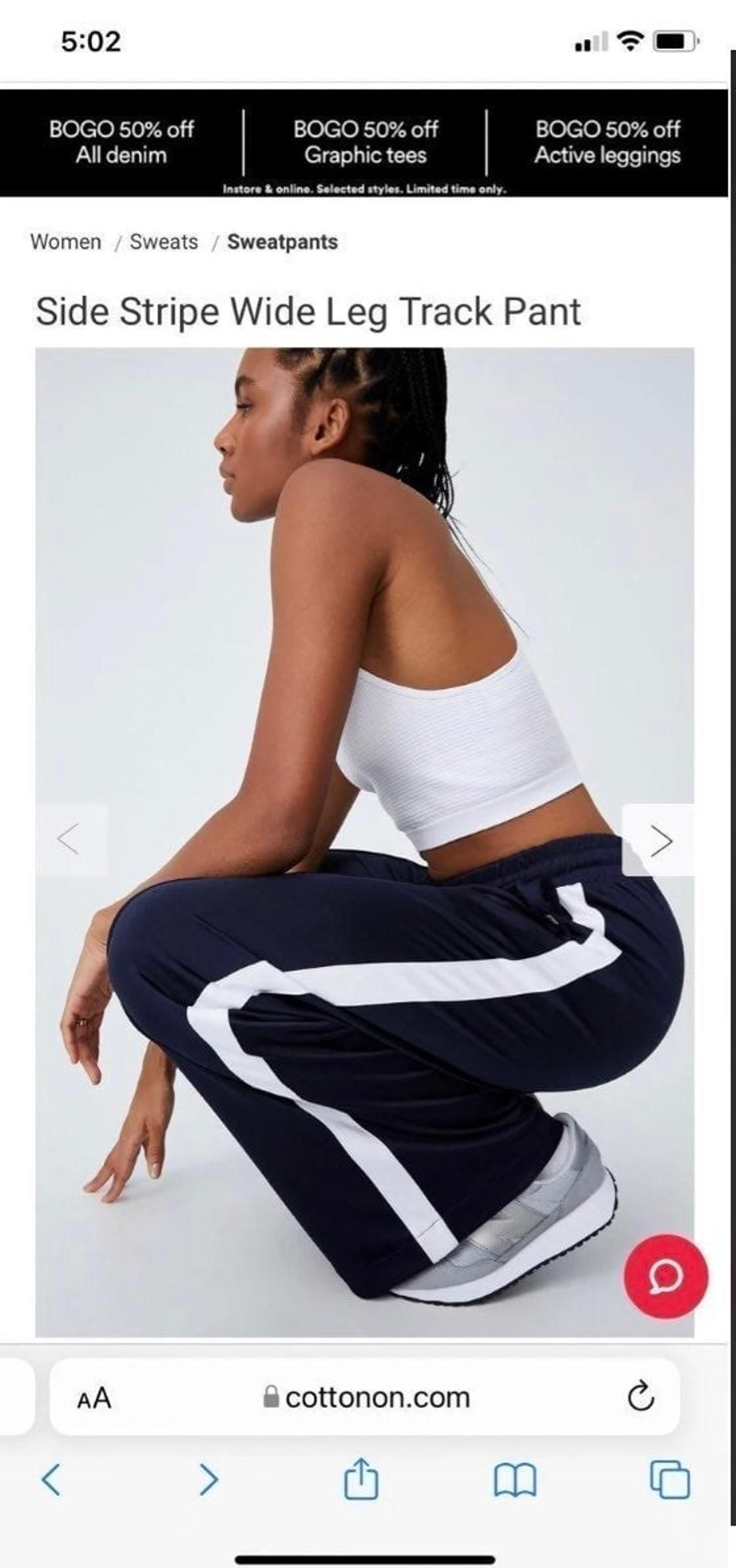 Wide Leg Colorblock Track-pants Cotton On NWT