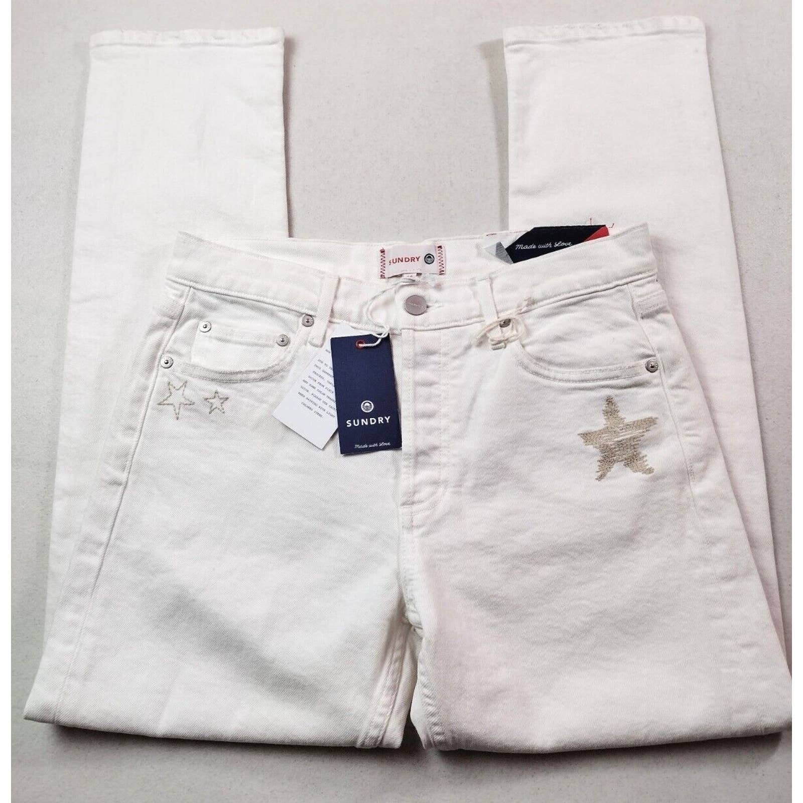 Sundry Anthropologie Boyfriend Star Jeans White (26)