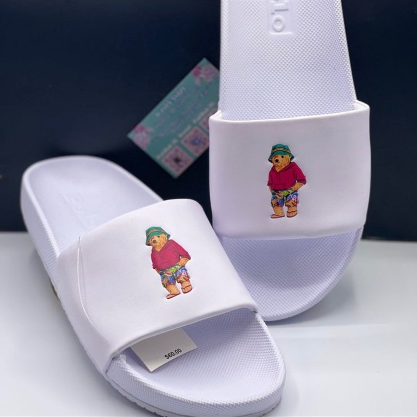 POLO RALPH LAUREN BEAR SLIDES (12) WHITE NO BOX OR TAGS