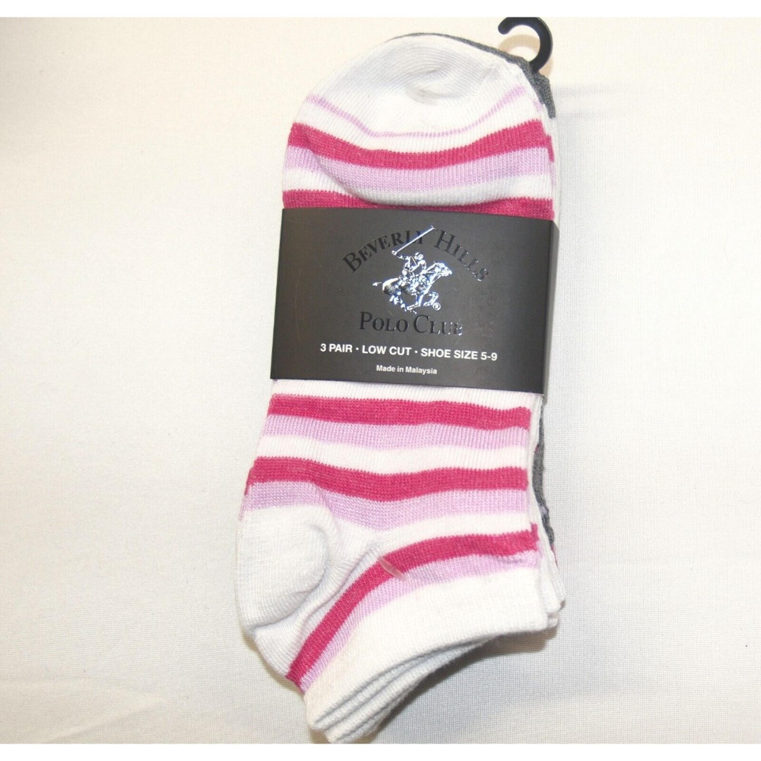 Beverly Hills Polo Club 3 Pair Women's Ankle Socks Pink, white, Purple NEW