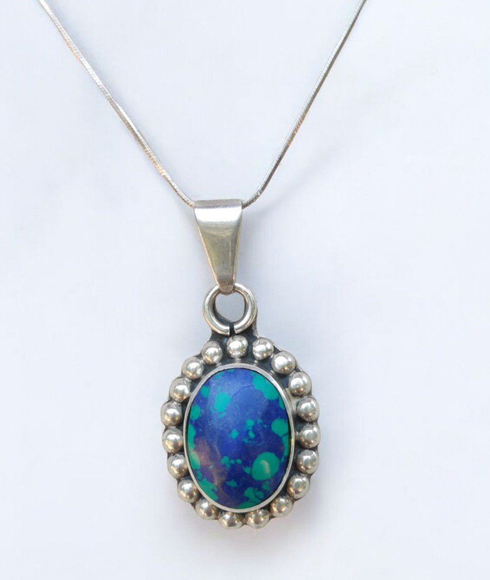 Vintage sterling silver azurite necklace