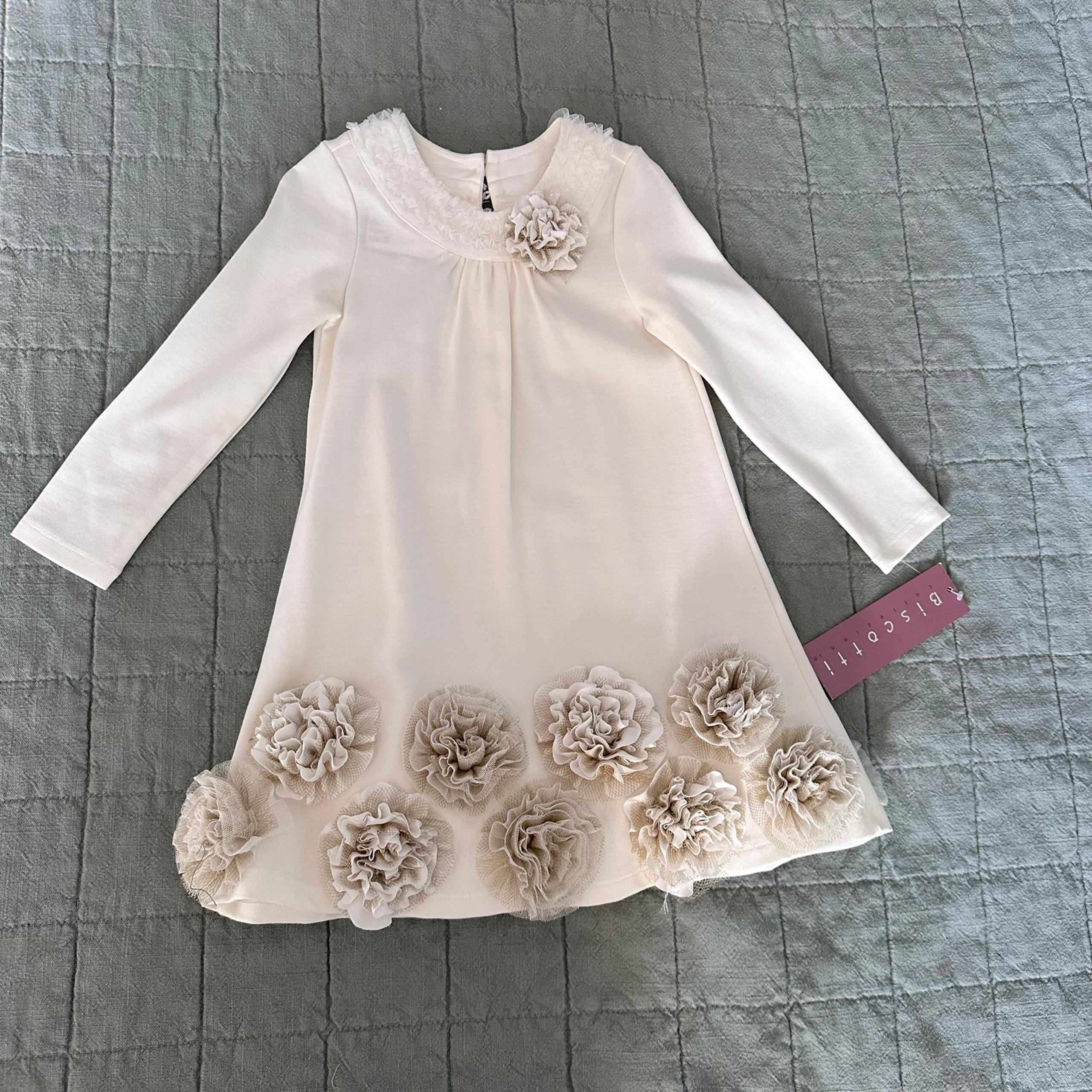 Biscotti 3D Flower Cream Dress