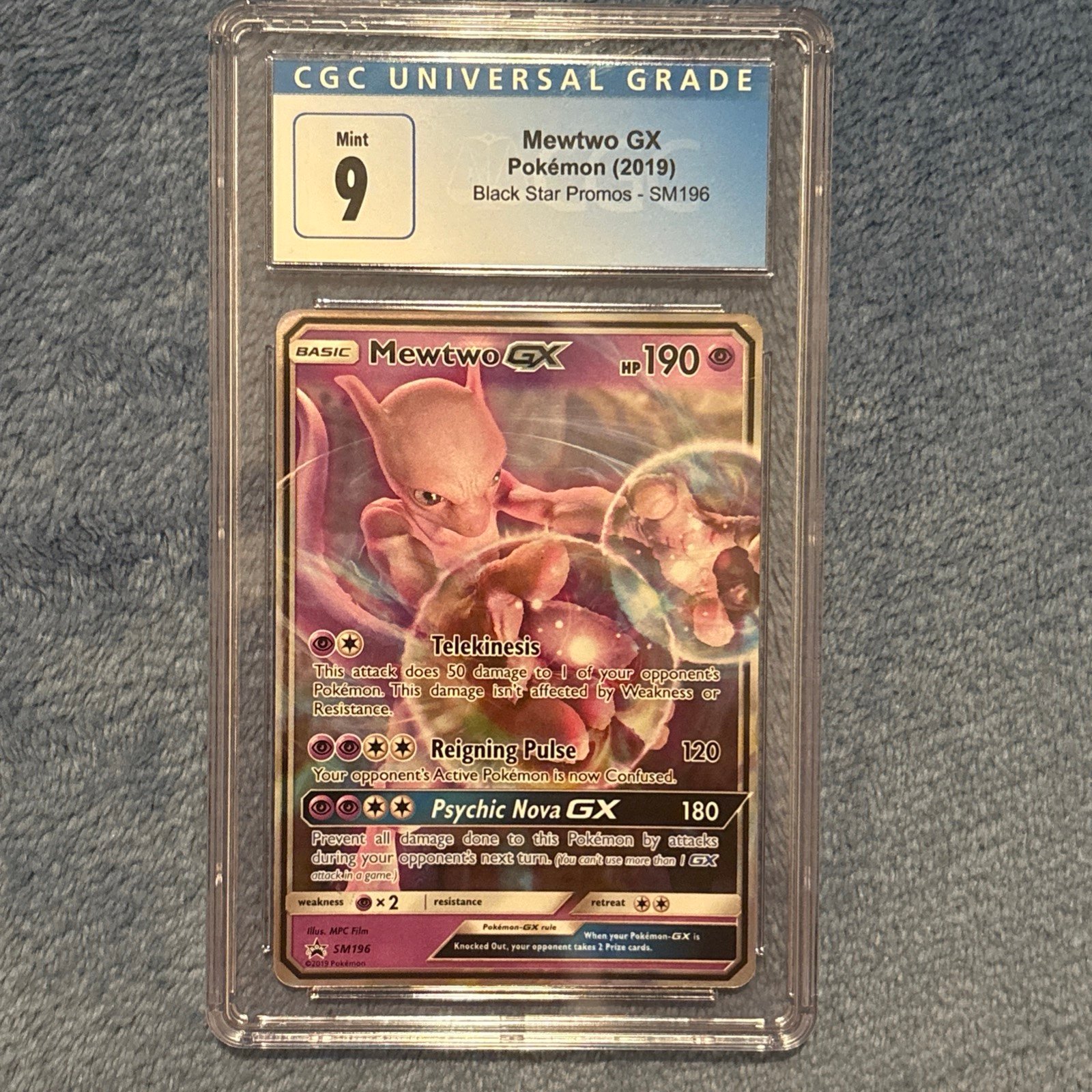 2019 Pokemon SM Black Star Promo Mewtwo GX SM196 CGC 9 Mint