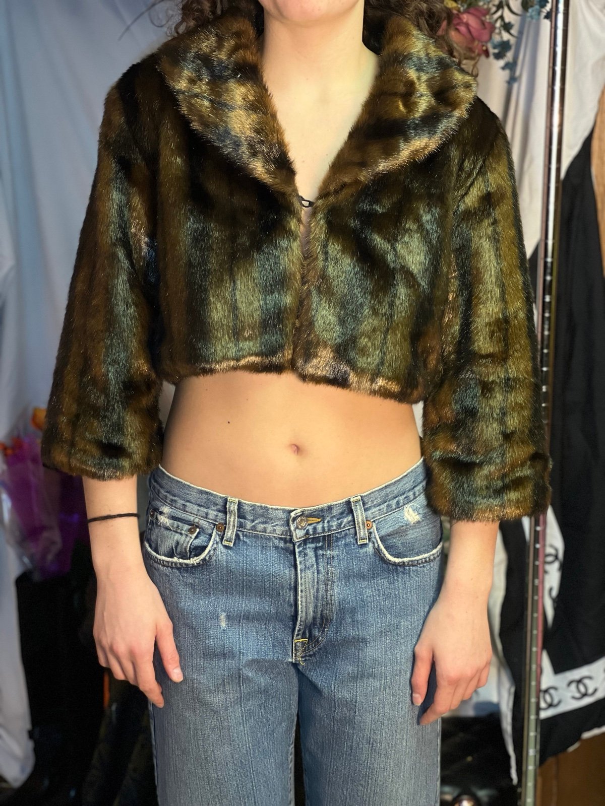 Brown y2k fur jacket| Size: Medium