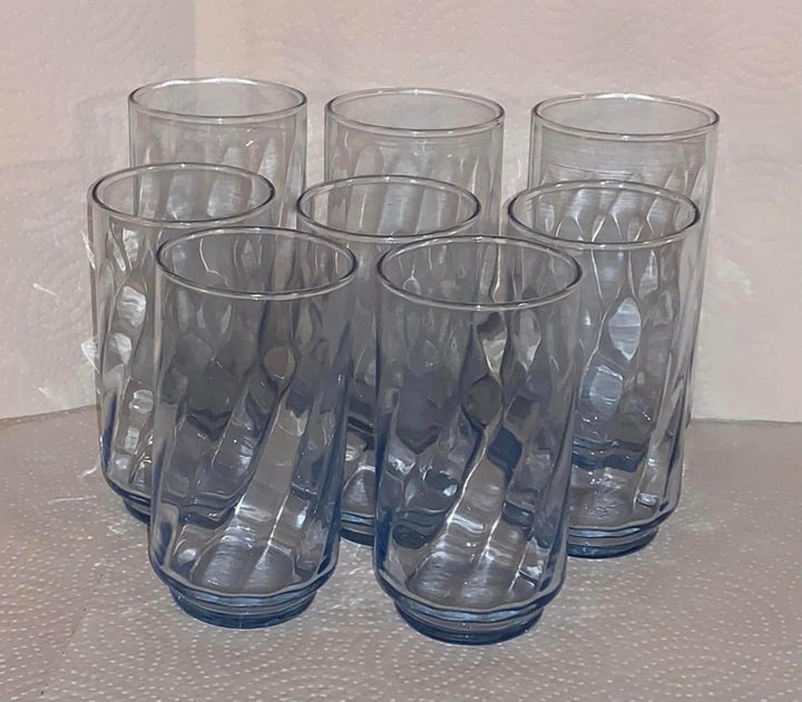 VTG Libbey Misty Blue Swirl Tumbler Glasses ~ 3 taller & 5 Shorter (Set of 8)