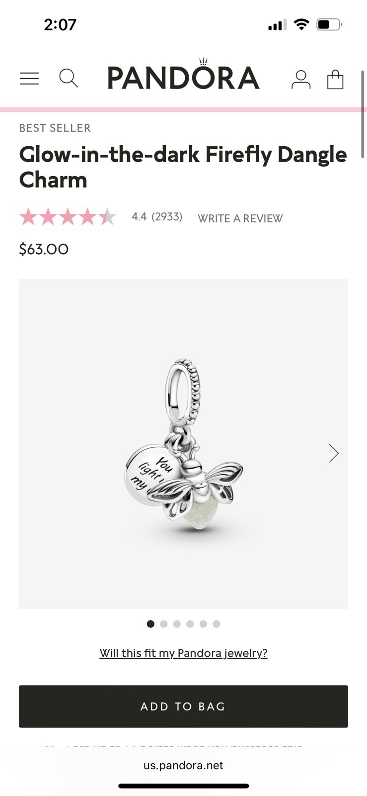 Pandora Firefly Charm
