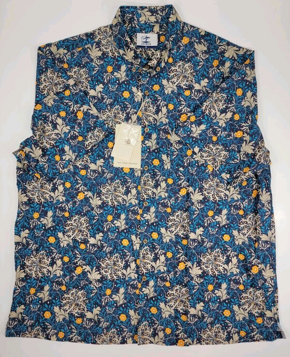 NEW Oromen Honeysuckle Vines Floral Hawaiian Camp Beach Shirt Men's 2XL XXL NWT