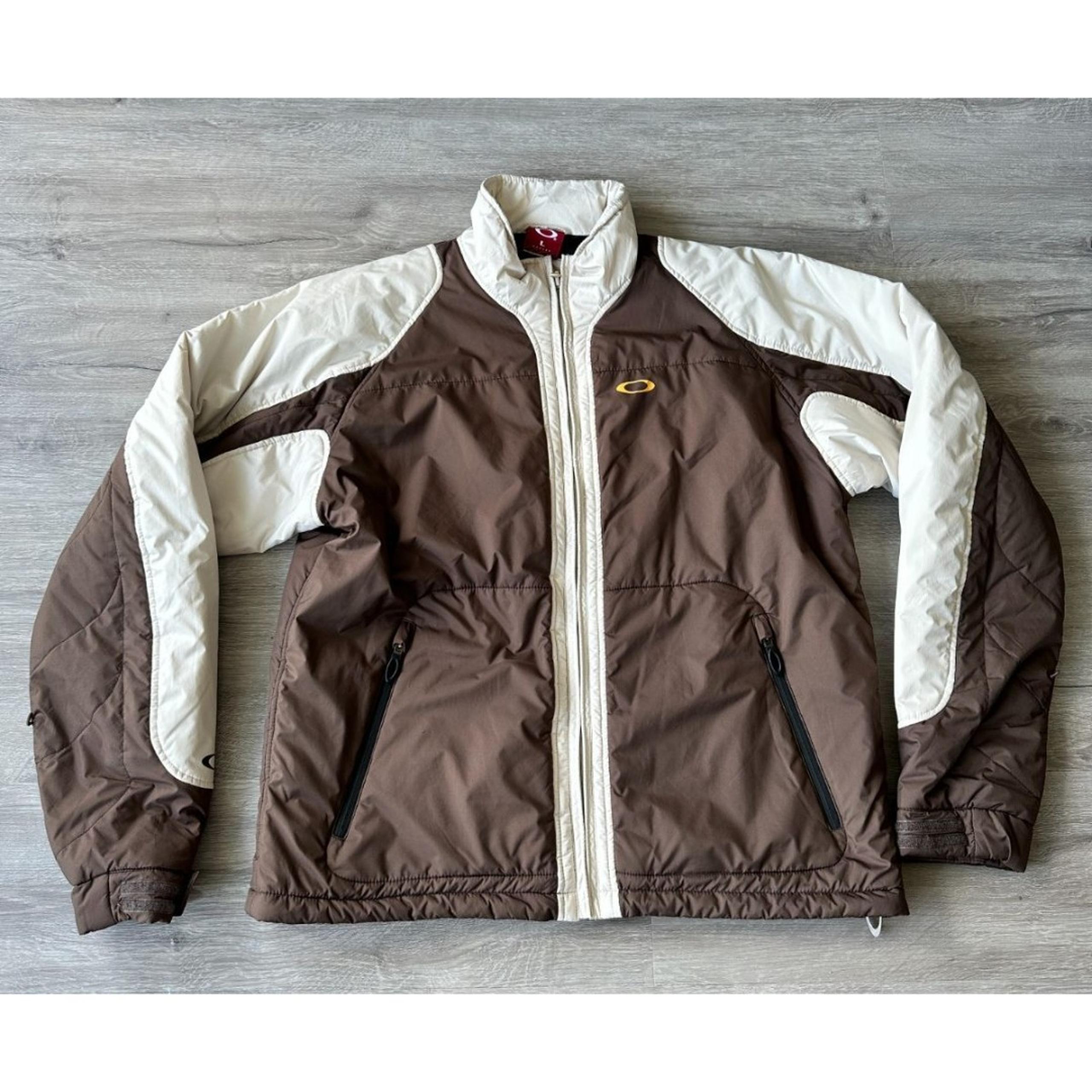 Women's Oakley Size Large 00S Zip-Up Ski Jacket Mountain Parka Brown Beige