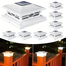4 Packs Outdoor Solar Clear Post Head Lights, 3.5 x3.5 /4 x4 /6 x6 Wood-gerg