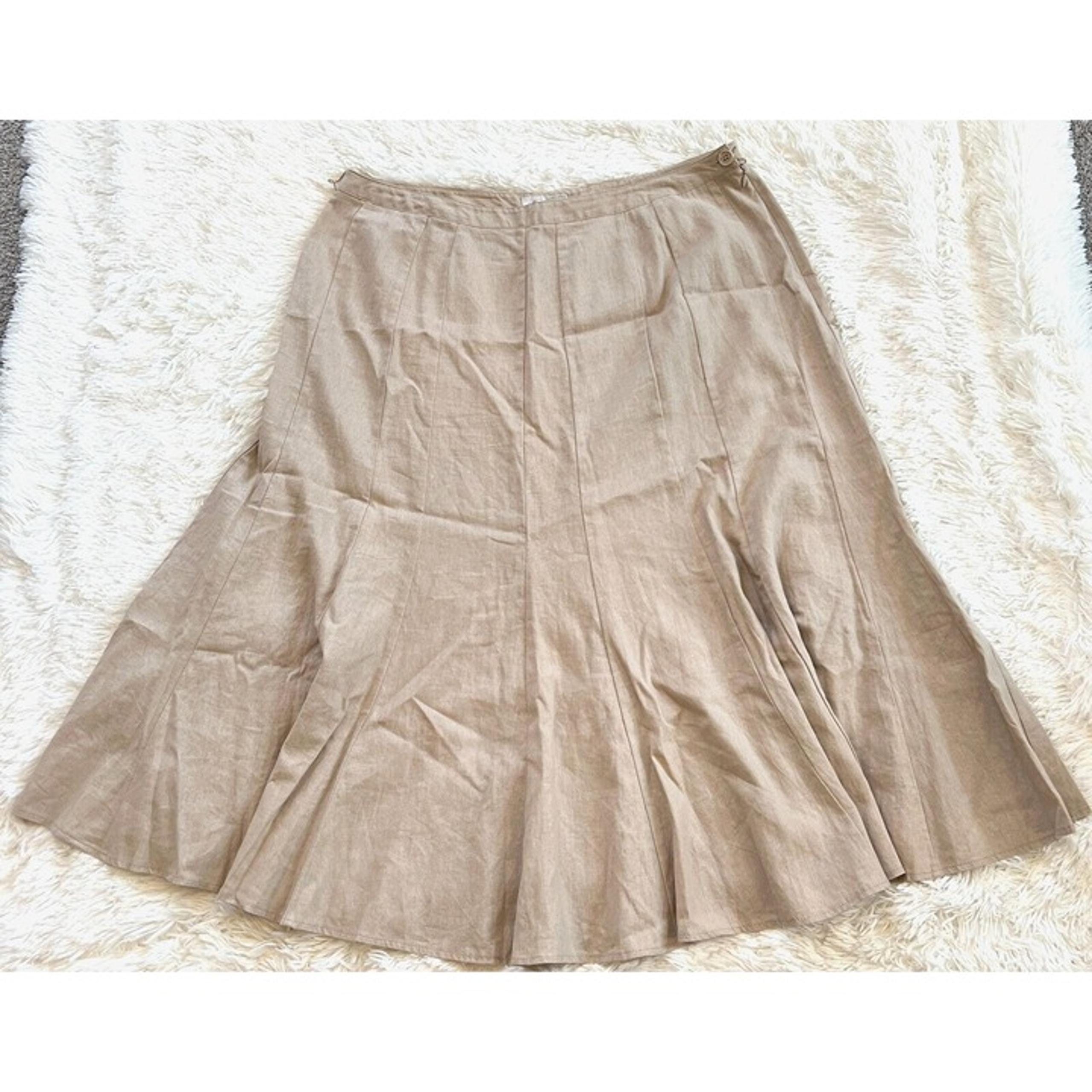 Vtg Dressbarn Skirt Sz 16 Beige Linen Blend Maxi Cottagecore Prairie Boho 15447