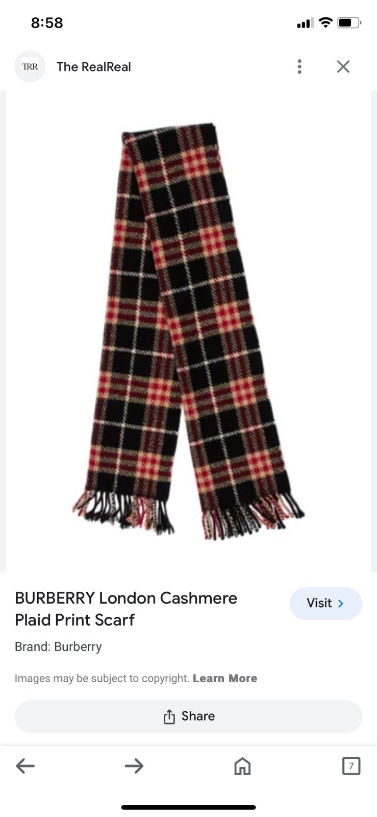 Burberry cashmere scarf black and red tartan