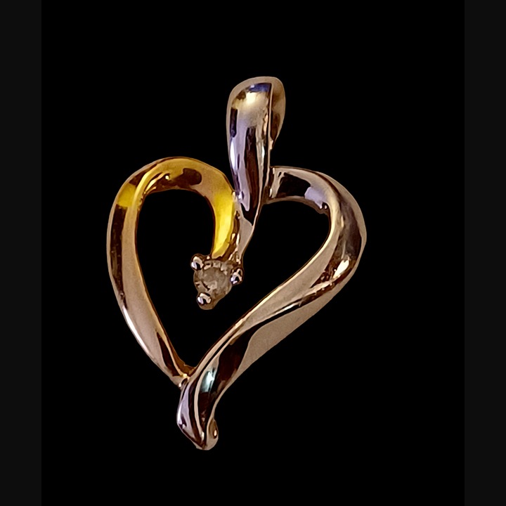 Samuel Aaron Inc THL Solid 10k Two Tone Diamond Heart Pendant .81