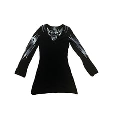 Vintage Y2K New Womens Raw 7 100% V Neck Cashmere Long Black Sweater/Dress M