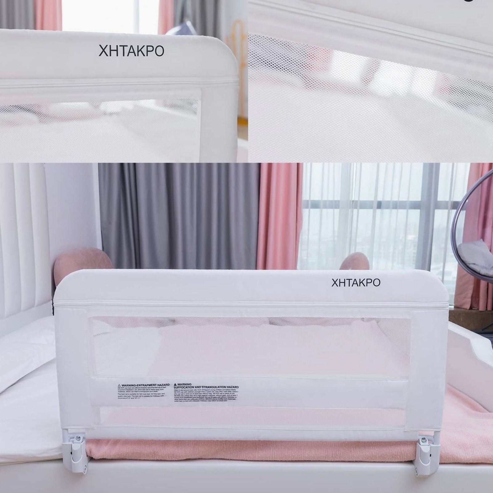 Guard Rails for Bed,Reinforced Anchor Safety Double Bed Rail Grey