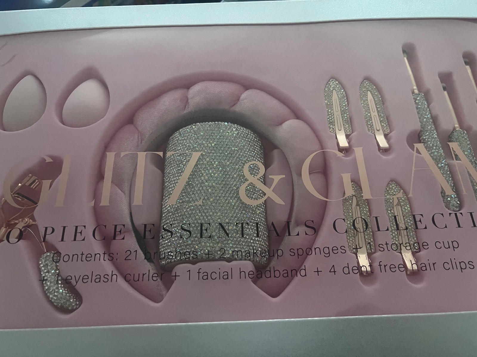 Glitz & Glam 30 Piece Silver Rhinestone Brush Set Make Up TikTok Viral NIB New