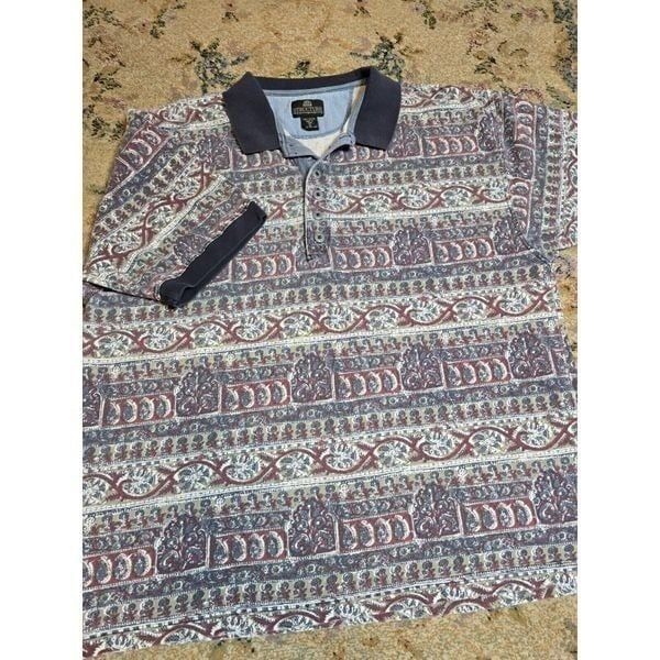 Vtg 90's Men’s Structure Polo Shirt XL Short Sleeve Abstract Geometric Pattern