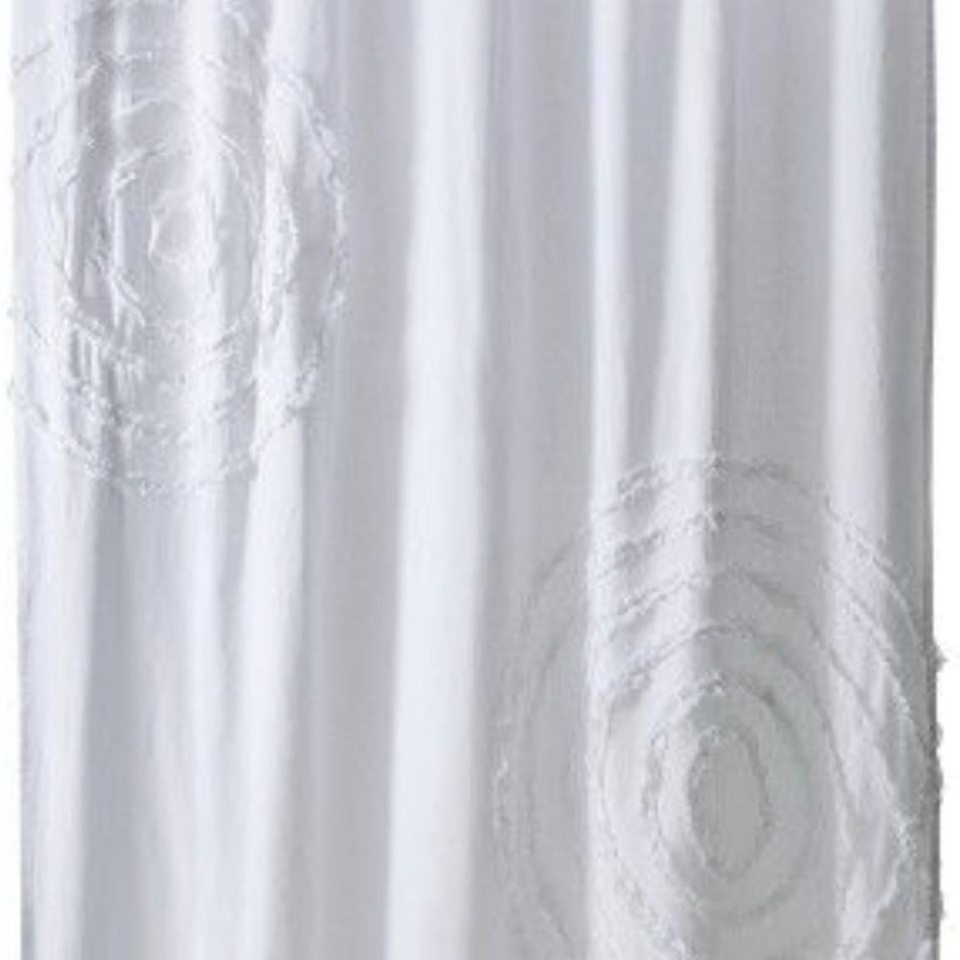 Target Threshold Circle Ruffle Geometric Abstract white on white Shower Curtain