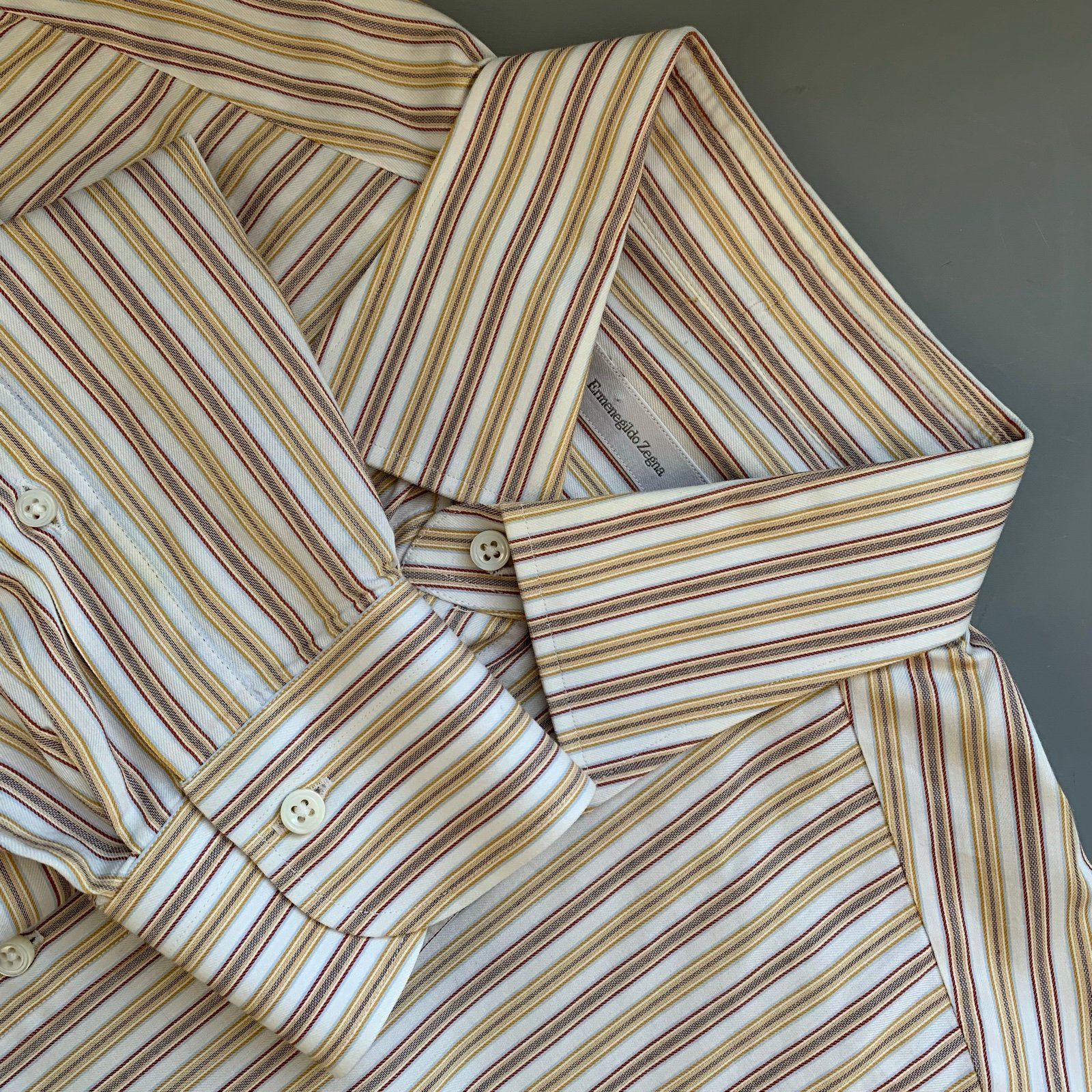 ERMENEGILDO Zegna Portofino Comfort 16 1/2 Button Down Striped Dress Shirt