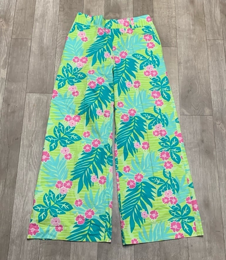 Womens Lilly Pulitzer Floral High Rise Wide Leg Lightweight Pants