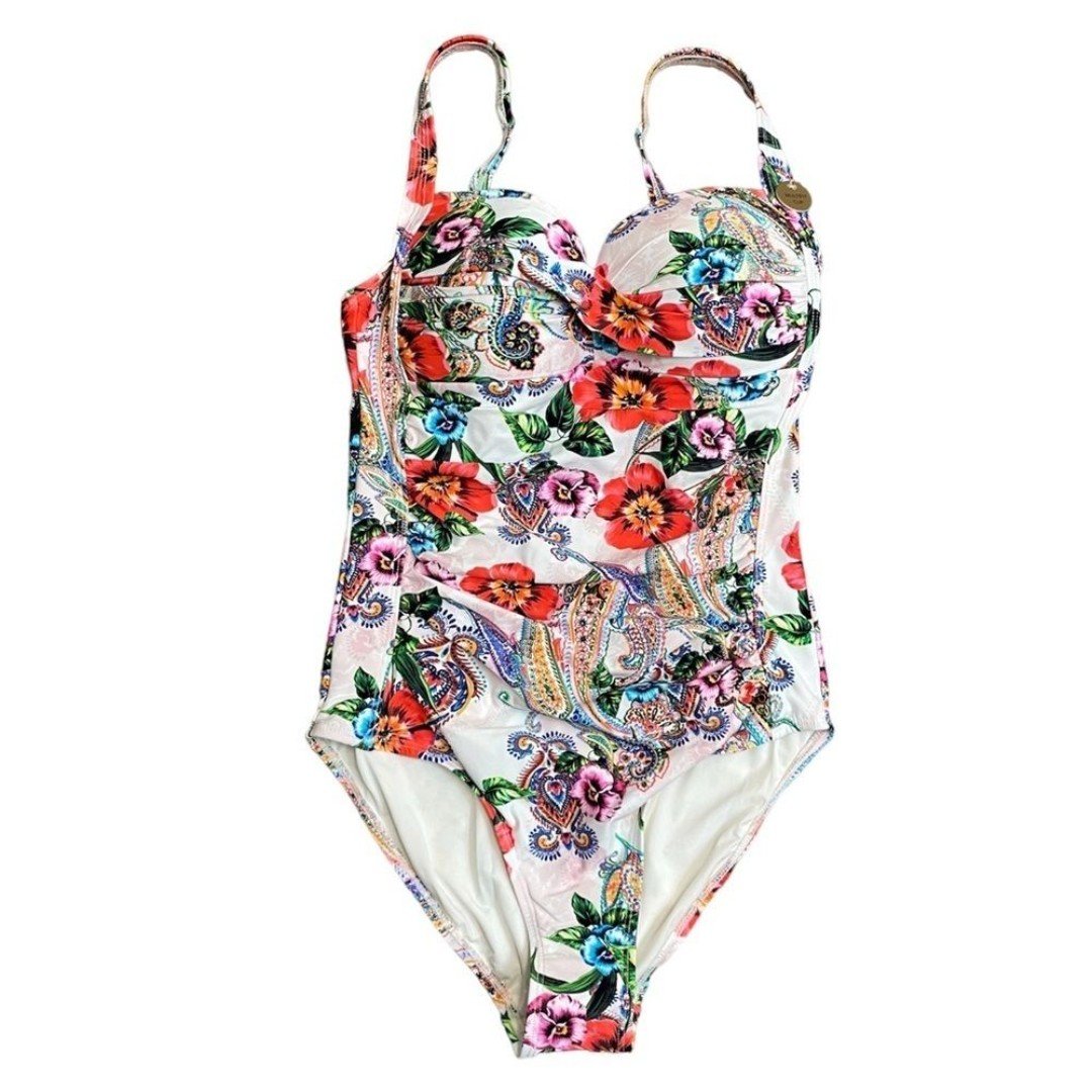 Nip Tuck Joanne Tropical Hibiscus Floral One Piece Swimsuit Bathing Suit