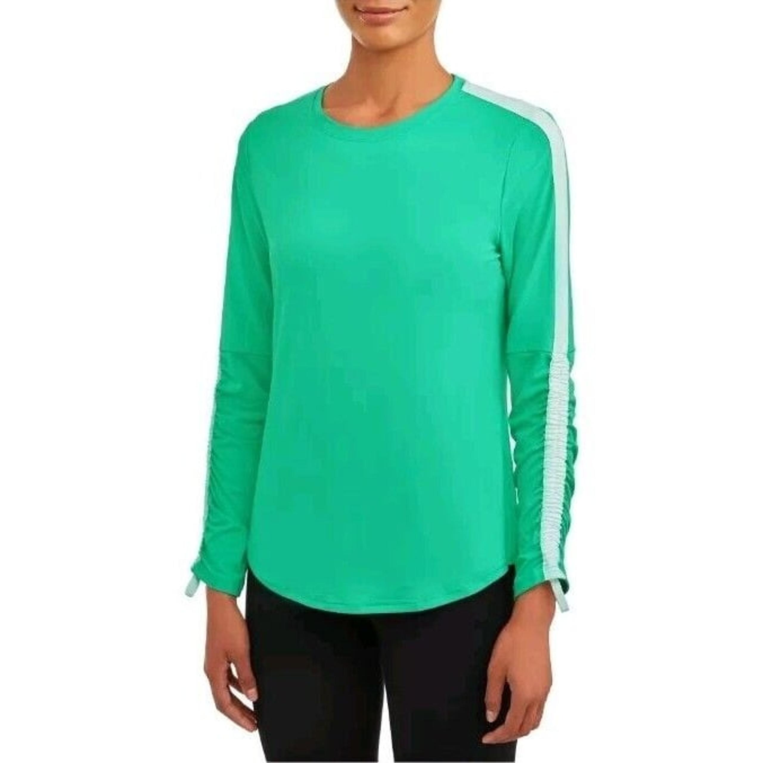 Womens Activewear Performance Crewneck Ruched Long Sleeve T- Shirt Size XS - Avia