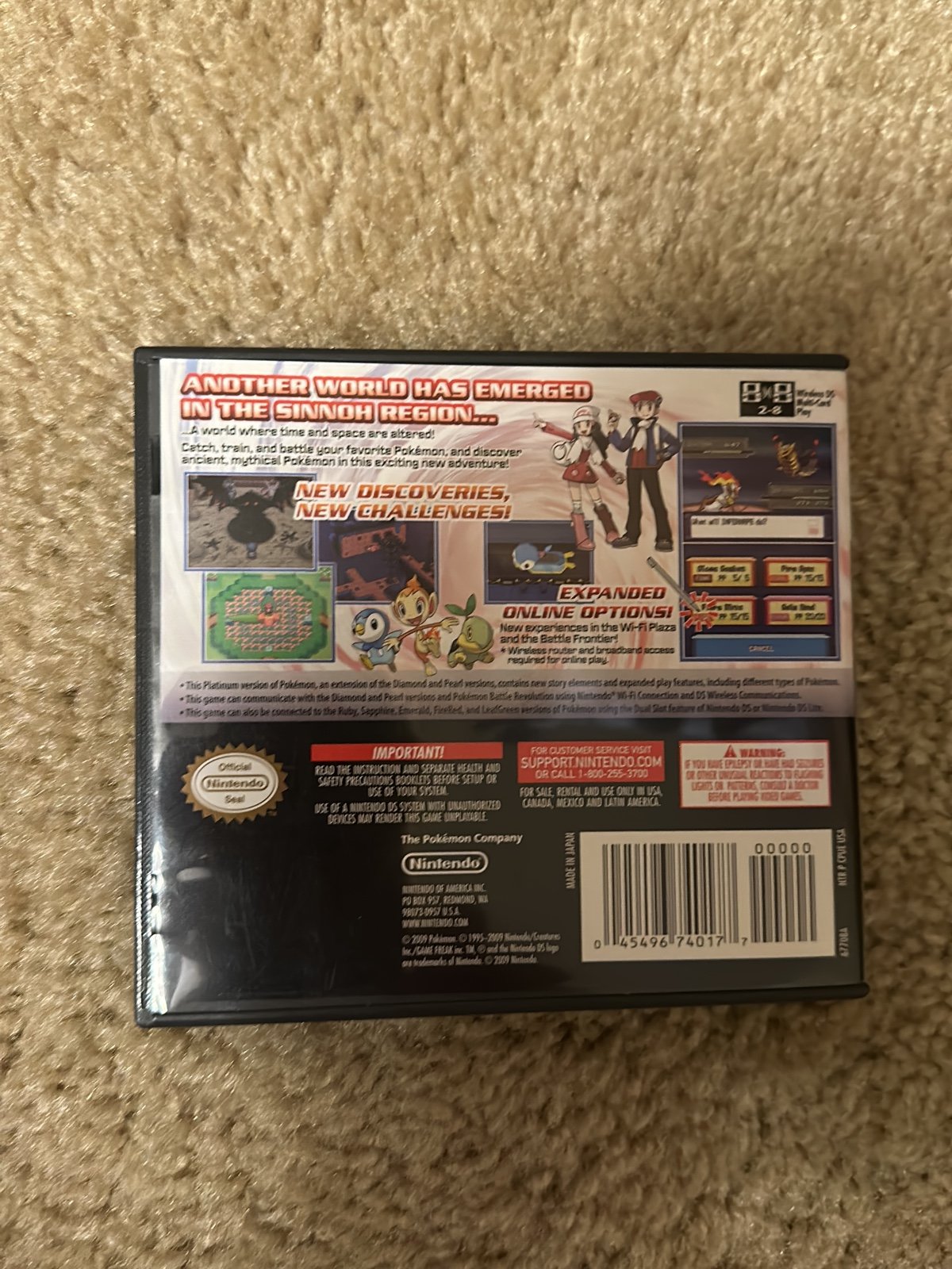 Empty Pokémon platinum version Nintendo DS case outlet