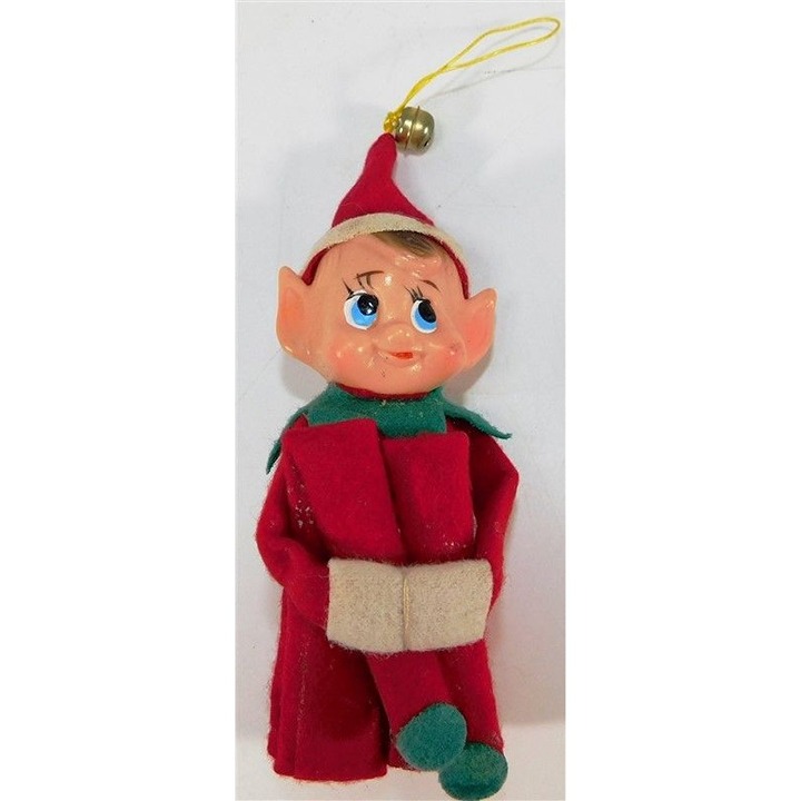 347/1150 Vintage Knee Hugger Pixie Vinyl Elf Ornament - 2 in X 2 in X 4 in
