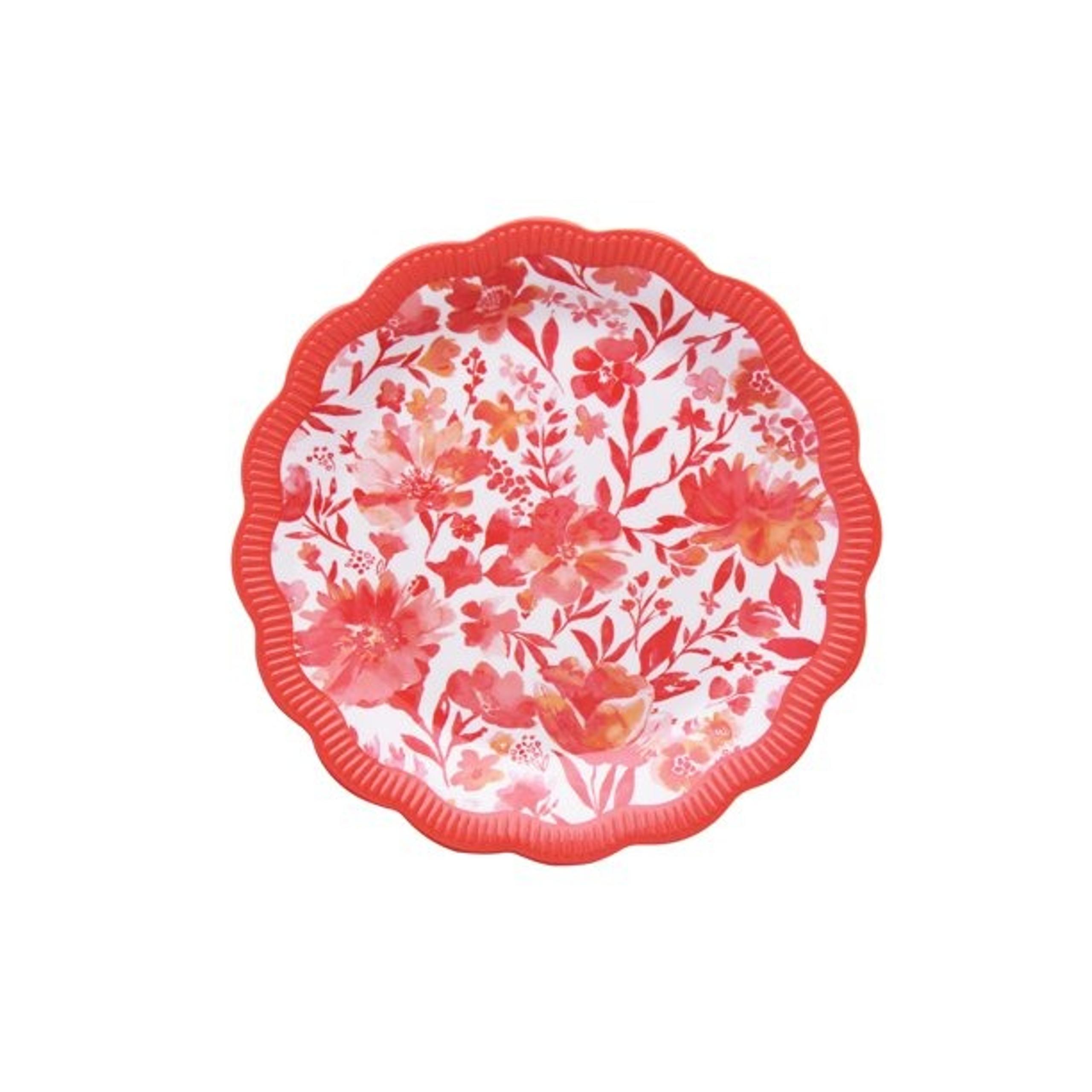 Lot of 4 Pioneer Woman Melamine Appetizer Dessert Plates Painterly Floral Coral