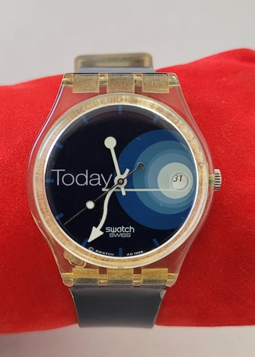 SWATCH VINTAGE WRIST WATCH TODAY DATE window AG 1998 works **read