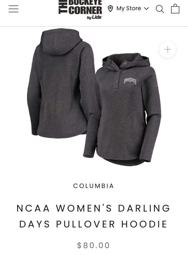 COLUMBIA NCAA WOMEN'S DARLING DAYS PULLOVER HOODIE size large