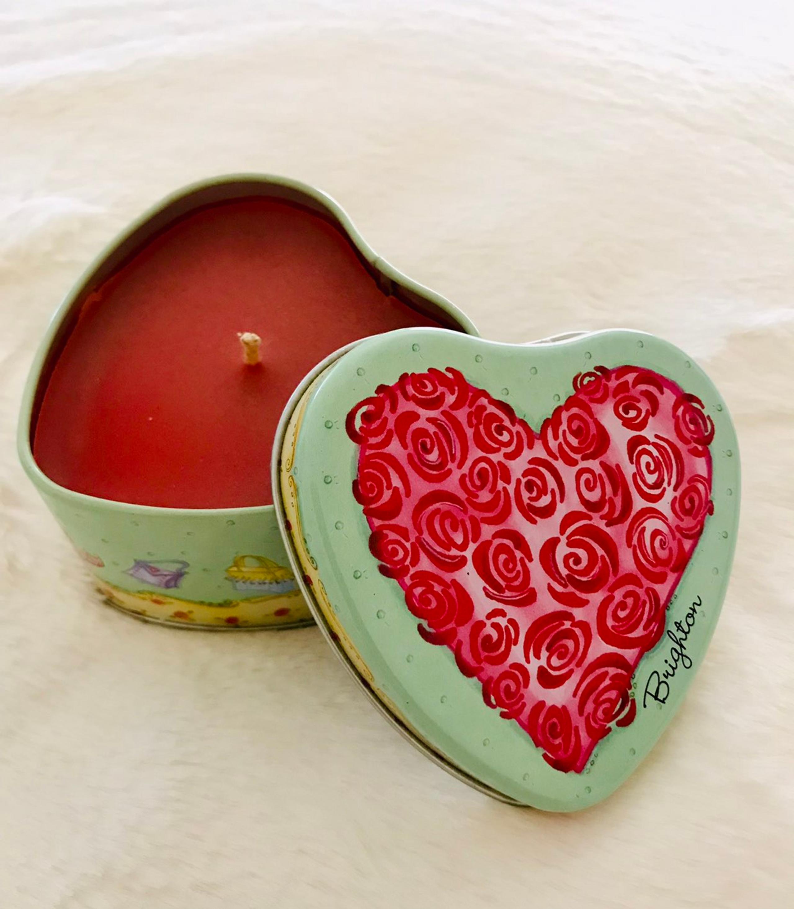 New BRIGHTON Floral "loves Light" Heart Shaped Candle Tin Purses Crowns Travel