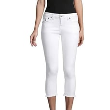 True Religion Optic White Halle Raw-Hem Capri Women's Jeans SZ 26