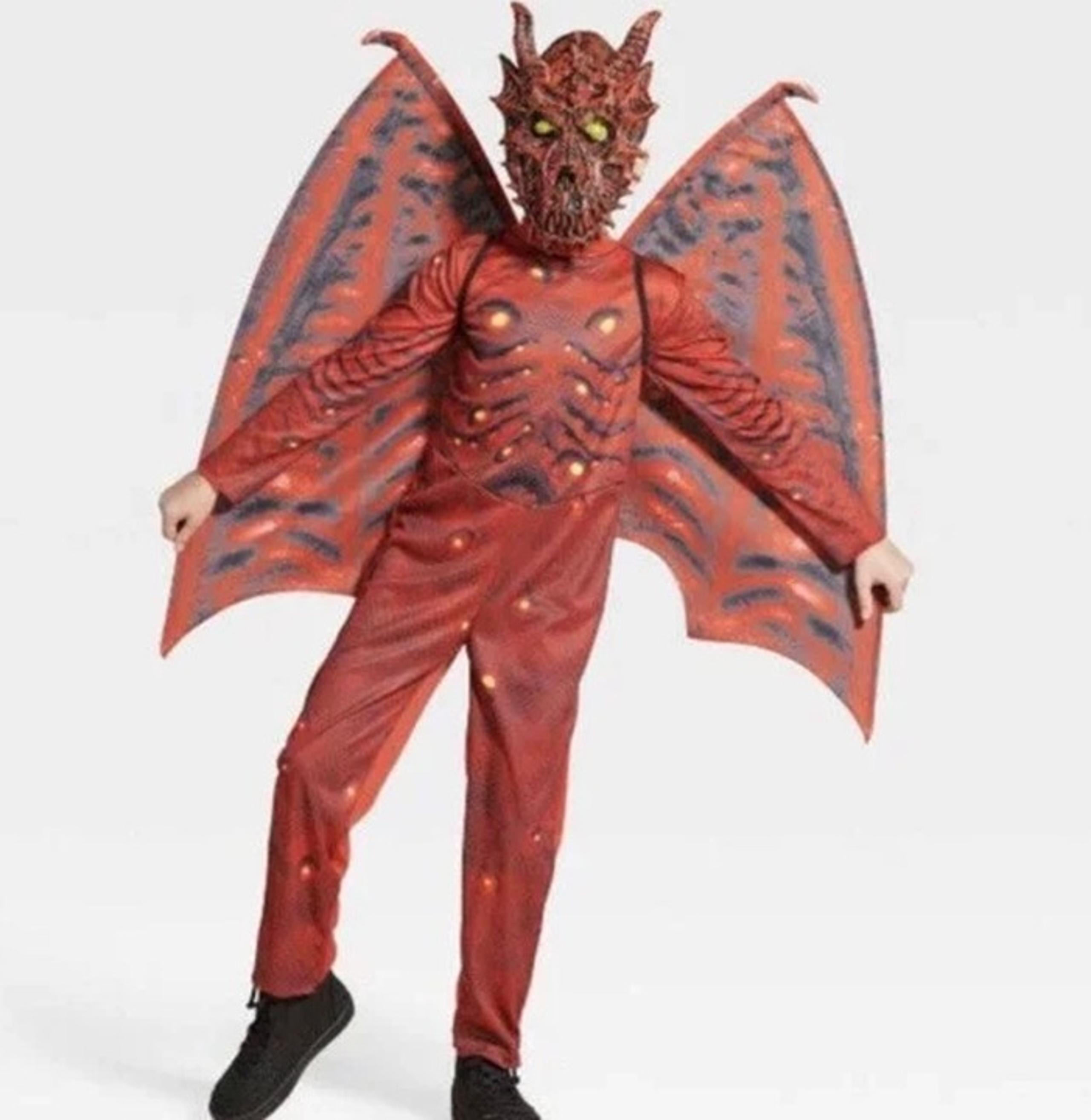 Kids' Light Up Red Dragon Halloween Costume Jumpsuit Mask Wings Size Sm - Target